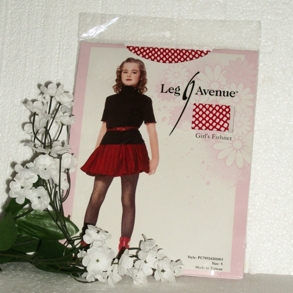 LEG AVENUE Girls Red Fishnet Stockings NEW